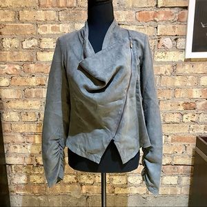 ModCloth Grey Faux Suede Cowl Jacket Sz Small